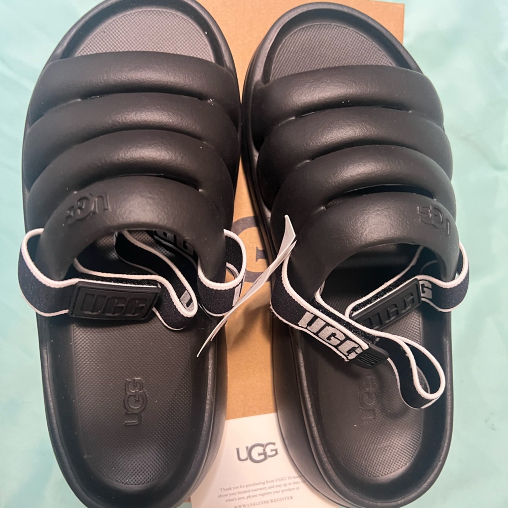 UGG Kids Black Padded Slippers